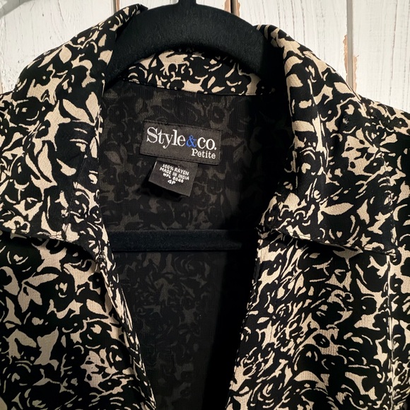 Style & Co. Tops - Style & Co. Women's Black and Cream Floral blouse